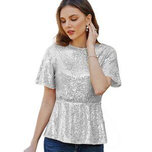 Grace Karin Sequin Peplum Top